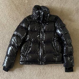 S13 Women's Ella Onyx Black Gloss Short Down Puffer Coat Detachable Hood XS